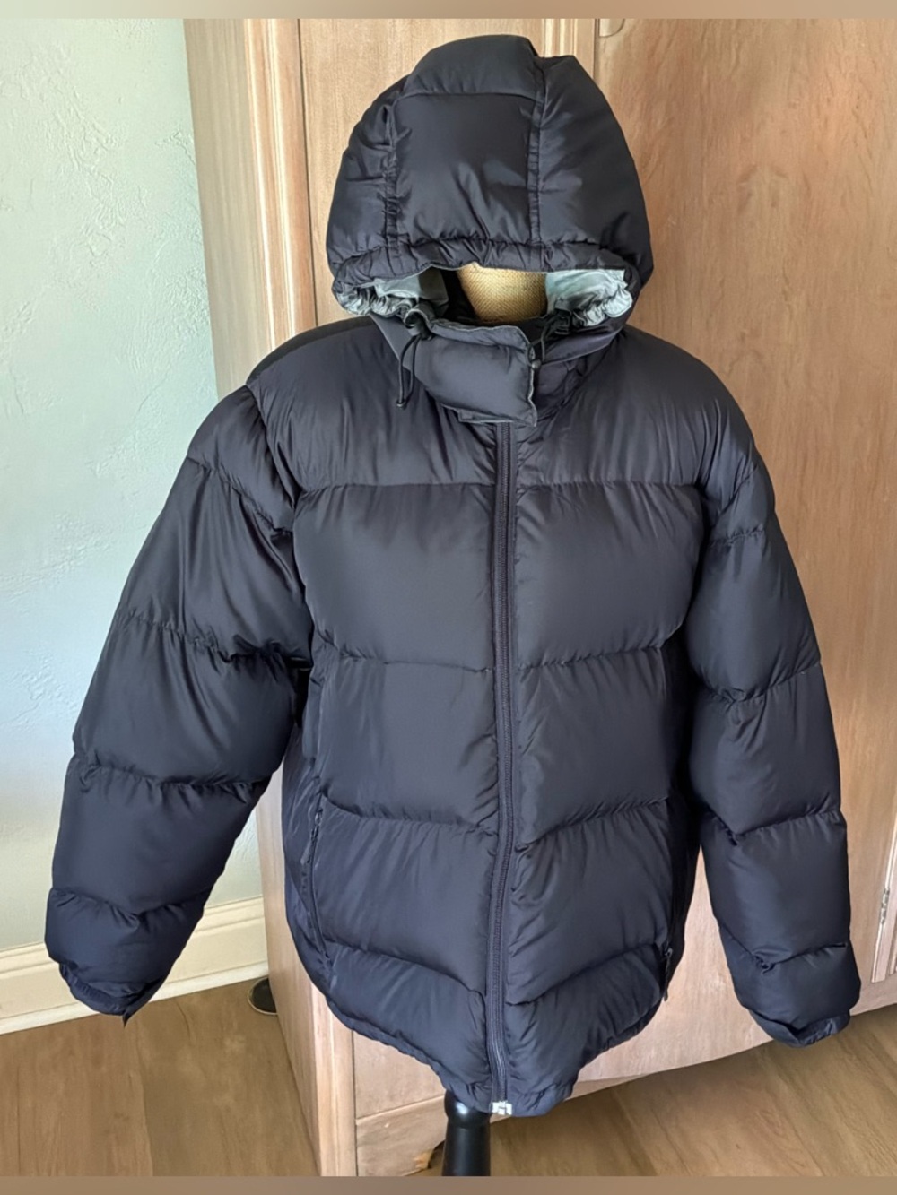 Women’s Lands’ End Down hooded Coat Plus size puffer warm winter Black 18/20